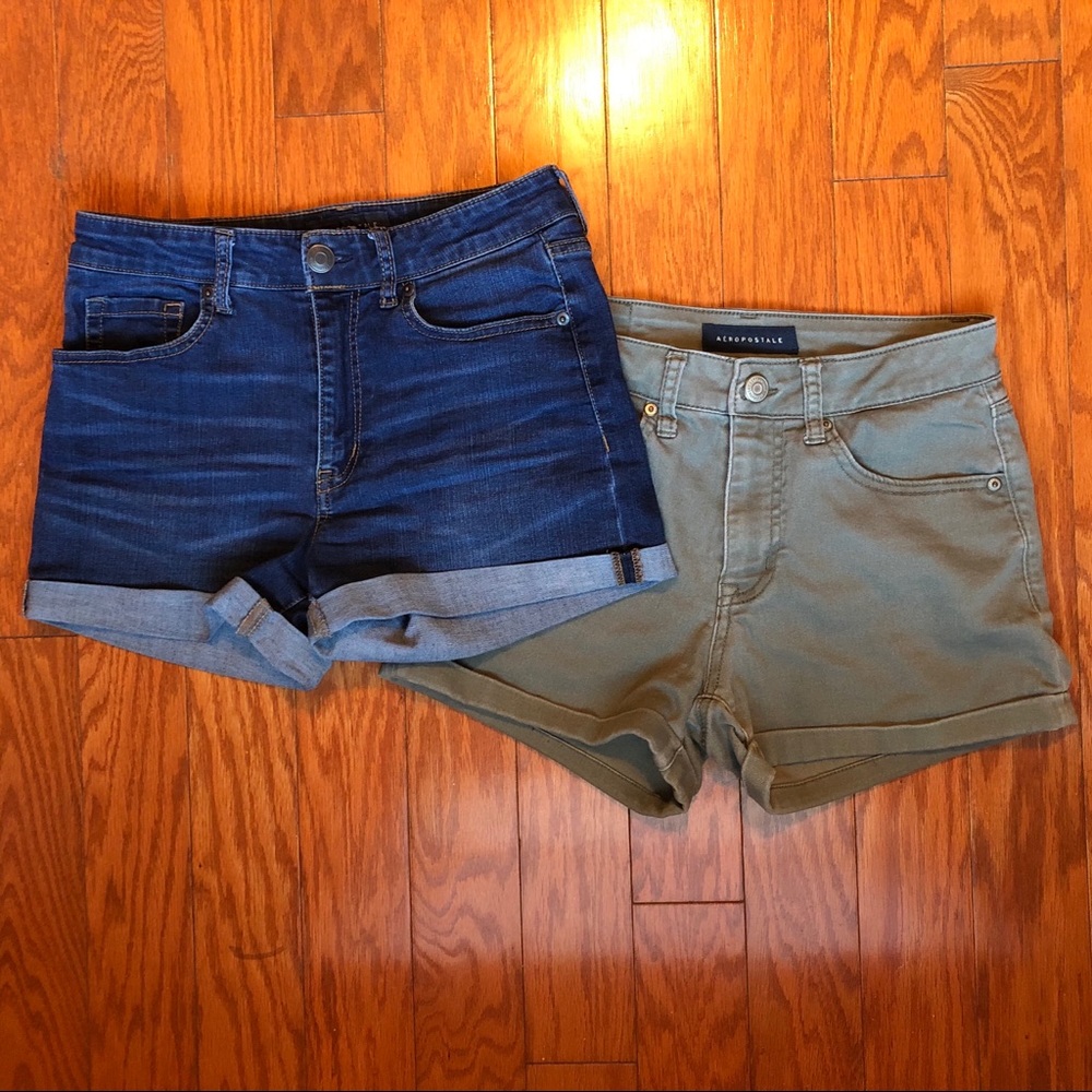 (2) Aeropostale Shorts, High Waisted Midi, Size 4